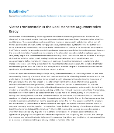 Victor Frankenstein Is the Real Monster: Argumentative Essay