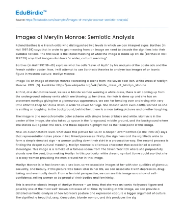 Images of Merylin Monroe: Semiotic Analysis