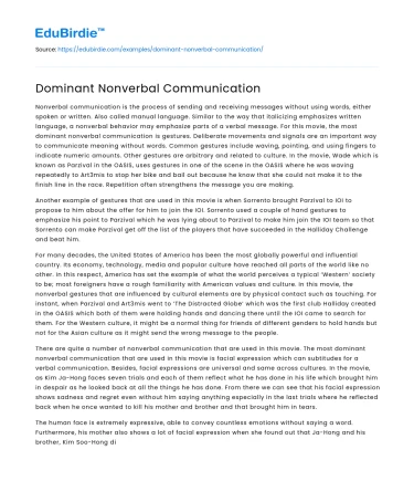 The Influence of Dominant Nonverbal Communication