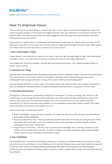 How To Improve Focus