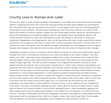 Courtly Love in ‘Romeo and Juliet’