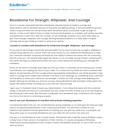 Bloodstone For Strength, Willpower, And Courage