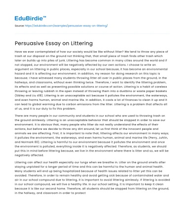 Persuasive Essay on Littering