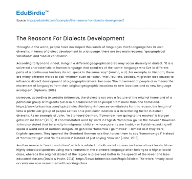 The Reasons For Dialects Development