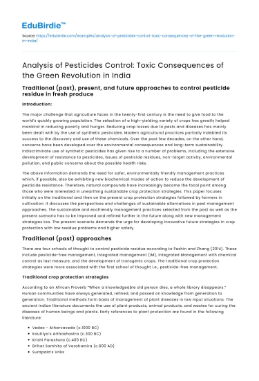 Toxic Consequences of Green Revolution in India