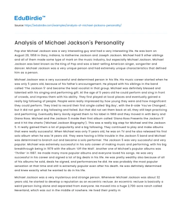 Analysis of Michael Jackson’s Personality
