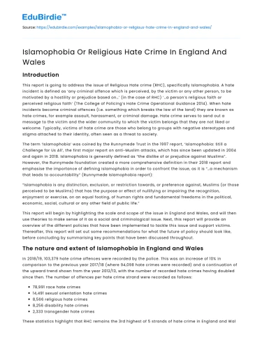 Islamophobia Or Religious Hate Crime In England And Wales