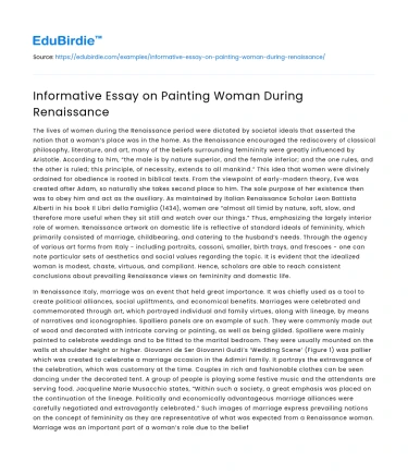 Informative Essay on Painting Woman During Renaissance