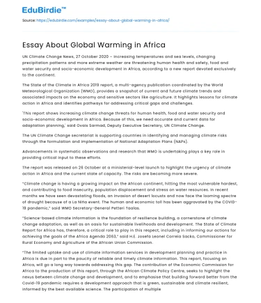 Essay About Global Warming in Africa
