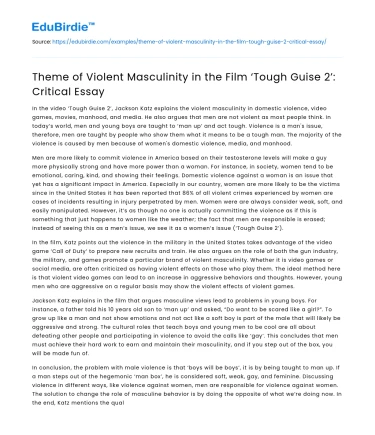 Theme of Violent Masculinity in the Film ‘Tough Guise 2’