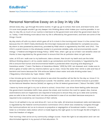 Personal Narrative Essay on a Day in My Life