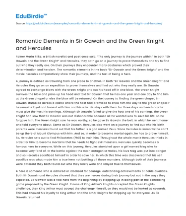 Romantic Elements in Sir Gawain and the Green Knight and Hercules