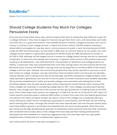 Should College Students Pay Much For Colleges: Persuasive Essay