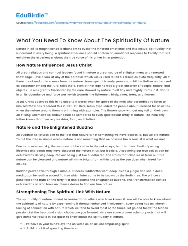 What You Need To Know About The Spirituality Of Nature