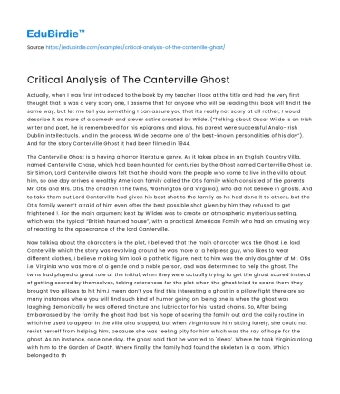 Deconstructing Wilde’s The Canterville Ghost