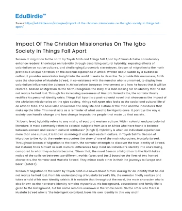 Christian Missionaries’ Impact on Igbo Society in Things Fall Apart