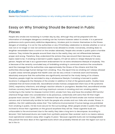 Essay on Why Smoking Should Be Banned in Public Places