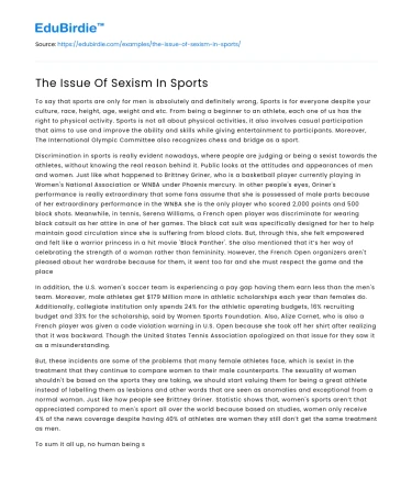 The Issue Of Sexism In Sports