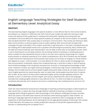 Effective Strategies for Educating Deaf Students