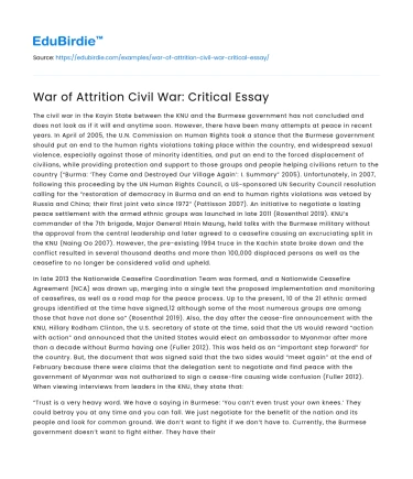 War of Attrition Civil War: Critical Essay