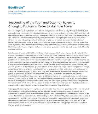 Yuan and Ottoman Rulers Adapting to Maintain Power