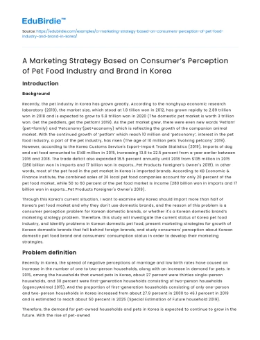 Consumer Perception of Pet Food Industry and Brands in Korea