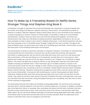 Creating a Friendship inspired by Stranger Things and Stephen King