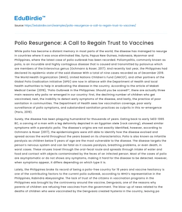 Polio Resurgence: A Call to Regain Trust to Vaccines