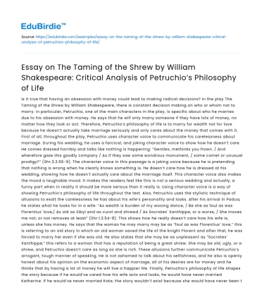 The Taming of the Shrew by William Shakespeare: Critical Analysis