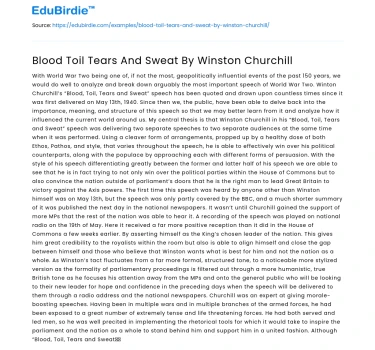 Blood Toil Tears And Sweat By Winston Churchill