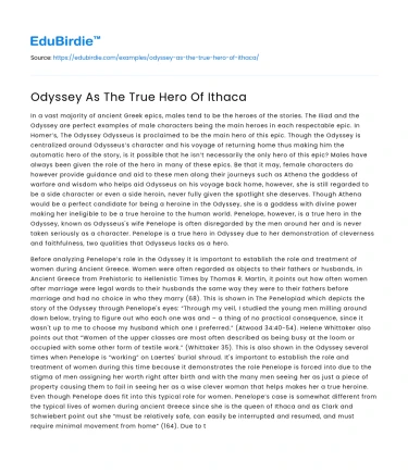 Odyssey As The True Hero Of Ithaca