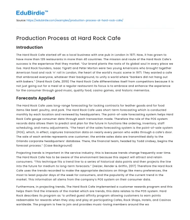 Production Process at Hard Rock Cafe