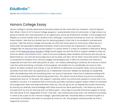 Honors College Essay