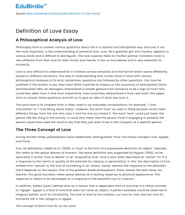 Definition of Love Essay