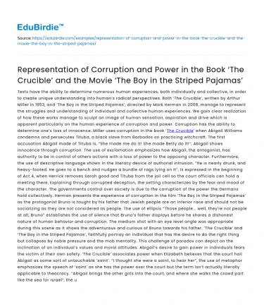 Corruption and Power in The Crucible and The Boy in the Striped Pajamas