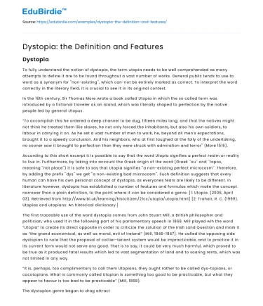 Dystopia: the Definition and Features