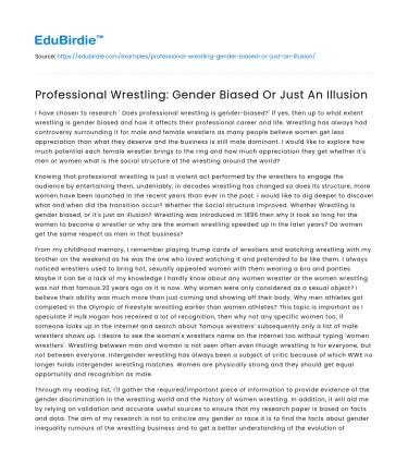 Professional Wrestling: Gender Biased Or Just An Illusion