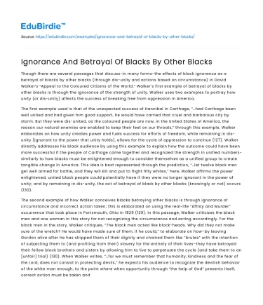 Ignorance And Betrayal Of Blacks By Other Blacks