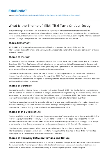 What Is the Theme of ‘Rikki Tikki Tavi’: Critical Essay