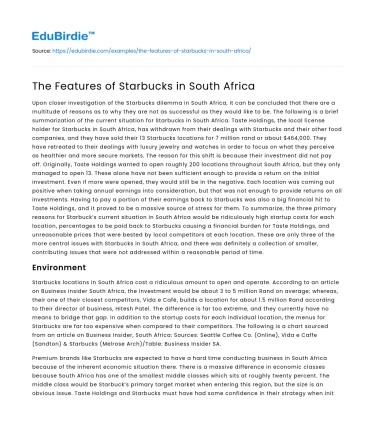 The Features of Starbucks in South Africa