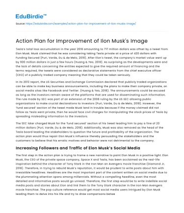 Action Plan for Improvement of Ilon Musk’s Image