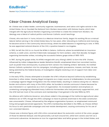 César Chaves Analytical Essay