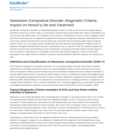 OCD: Criteria, Impact, Treatment for Better Life