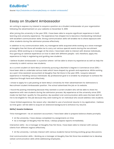 Essay on Student Ambassador