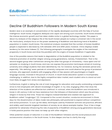 Decline Of Buddhism Followers In Modern South Korea