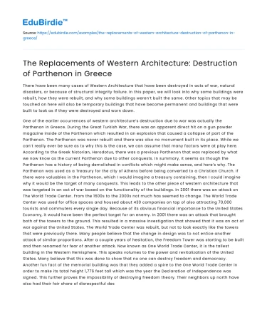 Replacement of Western Architecture: Parthenon’s Destruction