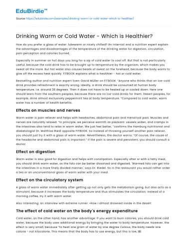 Drinking Warm or Cold Water – Which is Healthier?