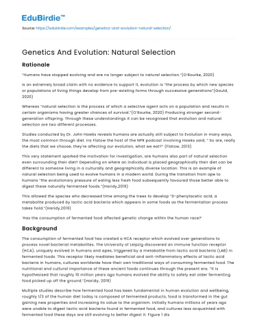 Genetics And Evolution: Natural Selection
