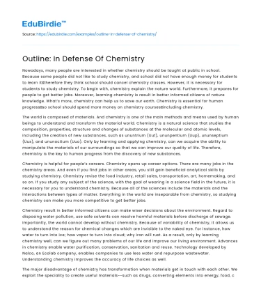 The Role of Chemistry in Modern Society