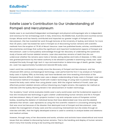 Estelle Lazer’s Work on Pompeii and Herculaneum
